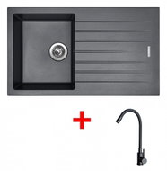 Sinks Perfecto 860 Titanium + Elasta Matt Black - Kitchen Sink and Tap Set