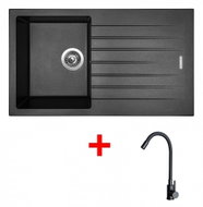 Sinks Perfecto 860 Metalblack + Elasta Matt Black - Kitchen Sink and Tap Set