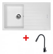Sinks Perfecto 860 Milk + Elasta S Matt Black - Kitchen Sink and Tap Set