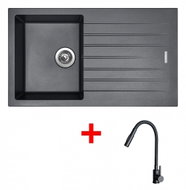 Sinks Perfecto 860 Titanium + Elasta S Matt Black - Kitchen Sink and Tap Set