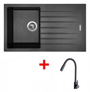 Sinks Perfecto 860 Metalblack + Elasta S Matt Black - Kitchen Sink and Tap Set