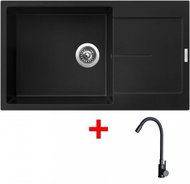 Sinks Ultima 860 XXL Pureblack + Elasta Matt Black - Kitchen Sink and Tap Set