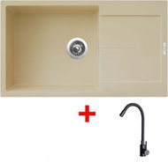 Sinks Ultima 860 XXL Sahara + Elasta Matt Black - Kitchen Sink and Tap Set
