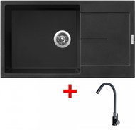 Sinks Ultima 860 XXL Metalblack + Elasta Matt Black - Kitchen Sink and Tap Set