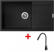 Sinks Ultima 860 Xxl Pureblack + Elasta S Matt Black - Kitchen Sink and Tap Set