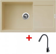 Sinks Ultima 860 XXL Sahara + Elasta S Matt Black - Kitchen Sink and Tap Set