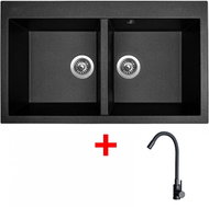 Sinks Amanda 860 Duo Metalblack + Elasta Matt Black - Kitchen Sink and Tap Set