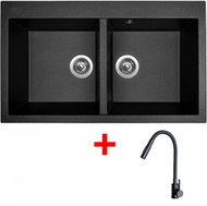 Sinks Amanda 860 Duo Metalblack + Elasta S Matt Black - Kitchen Sink and Tap Set