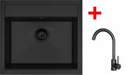 Sinks Solo 560 Bl Pureblack + Arco Matt Black - Kitchen Sink and Tap Set