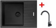 Sinks Perfecto 650 Bl Pureblack + Arco Matt Black - Kitchen Sink and Tap Set