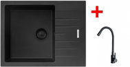 Sinks Perfecto 650 Bl Pureblack + Elasta Matt Black - Kitchen Sink and Tap Set