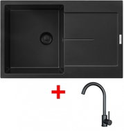 Sinks Ultima 790 Bl Pureblack + Arco Matt Black - Kitchen Sink and Tap Set