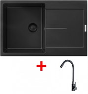 Sinks Ultima 790 Bl Pureblack + Elasta Matt Black - Kitchen Sink and Tap Set