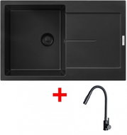 Sinks Ultima 790 Bl Pureblack + Elasta S Matt Black - Kitchen Sink and Tap Set