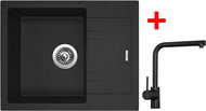 Sinks LINEA 600 Granblack + Elka black matt - Kitchen Sink and Tap Set
