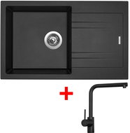 Sinks LINEA 780 Metalblack + Elka black matt - Kitchen Sink and Tap Set