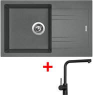Sinks LINEA 780 Titanium + Elka black matt - Kitchen Sink and Tap Set