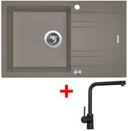 Sinks LINEA 780 XC Truffle + Elka black matt - Kitchen Sink and Tap Set