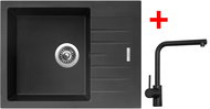Sinks PERFECTO 650 Pureblack + Elka black matt - Kitchen Sink and Tap Set