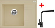 Sinks RIM 650 L Sahara + Elka black matt - Kitchen Sink and Tap Set
