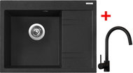 Sinks RIM 650 L Granblack + Vitalia černá matná - Kitchen Sink and Tap Set