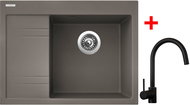Sinks RIM 650 P Truffle + Vitalia černá matná - Kitchen Sink and Tap Set
