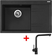 Sinks RIM 780 L Granblack + Elka black matt - Kitchen Sink and Tap Set