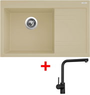 Sinks RIM 780 L Sahara + Elka black matt - Kitchen Sink and Tap Set