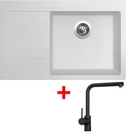 Sinks RIM 780 P Milk + Elka black matt - Kitchen Sink and Tap Set