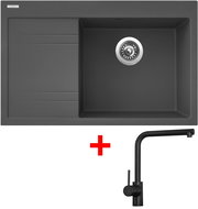 Sinks RIM 780 P Titanium + Elka black matt - Kitchen Sink and Tap Set