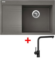 Sinks RIM 780 P Truffle + Elka black matt - Kitchen Sink and Tap Set