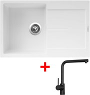 Sinks ULTIMA 790 Milk + Elka black matt - Kitchen Sink and Tap Set