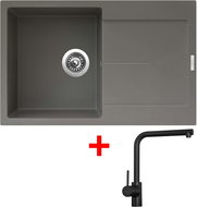 Sinks ULTIMA 790 Truffle + Elka black matt - Kitchen Sink and Tap Set