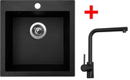 Sinks VIVA 455 Granblack + Elka black matt - Kitchen Sink and Tap Set