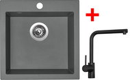 Sinks VIVA 455 Titanium + Elka black matt - Kitchen Sink and Tap Set