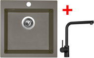 Sinks VIVA 455 Truffle + Elka black matt - Kitchen Sink and Tap Set