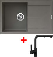 Sinks Ultima 790 Truffle + Enigma S black matt - Kitchen Sink and Tap Set