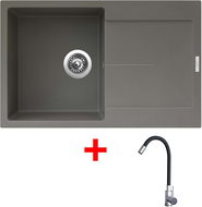 Sinks Ultima 790 Truffle + Elasta stainless steel/black - Kitchen Sink and Tap Set