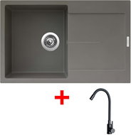 Sinks Ultima 790 Truffle + Elasta černý matný - Set dřezu a baterie