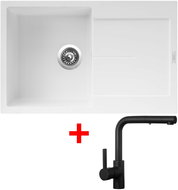 Sinks Ultima 790 Milk + Enigma S black matt - Kitchen Sink and Tap Set