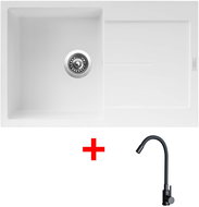 Sinks Ultima 790 Milk + Elasta black matt - Kitchen Sink and Tap Set