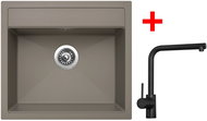 Sinks Solo 560 Truffle + Elka černý matný - Set dřezu a baterie