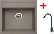 Sinks Solo 560 Truffle + Elasta black matt - Kitchen Sink and Tap Set