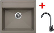 Sinks Solo 560 Truffle + Arco černý matný - Set dřezu a baterie