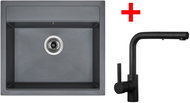 Sinks Solo 560 Titanium + Enigma S black matt - Kitchen Sink and Tap Set