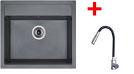 Sinks Solo 560 Titanium + Elasta S stainless steel/black - Kitchen Sink and Tap Set