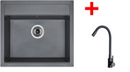 Sinks Solo 560 Titanium + Elasta black matt - Kitchen Sink and Tap Set