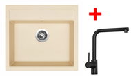 Sinks Solo 560 Sahara + Elka black matt - Kitchen Sink and Tap Set