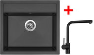 Sinks Solo 560 Pureblack + Elka black matt - Kitchen Sink and Tap Set