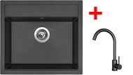 Sinks Solo 560 Pureblack + Arco black matt - Kitchen Sink and Tap Set